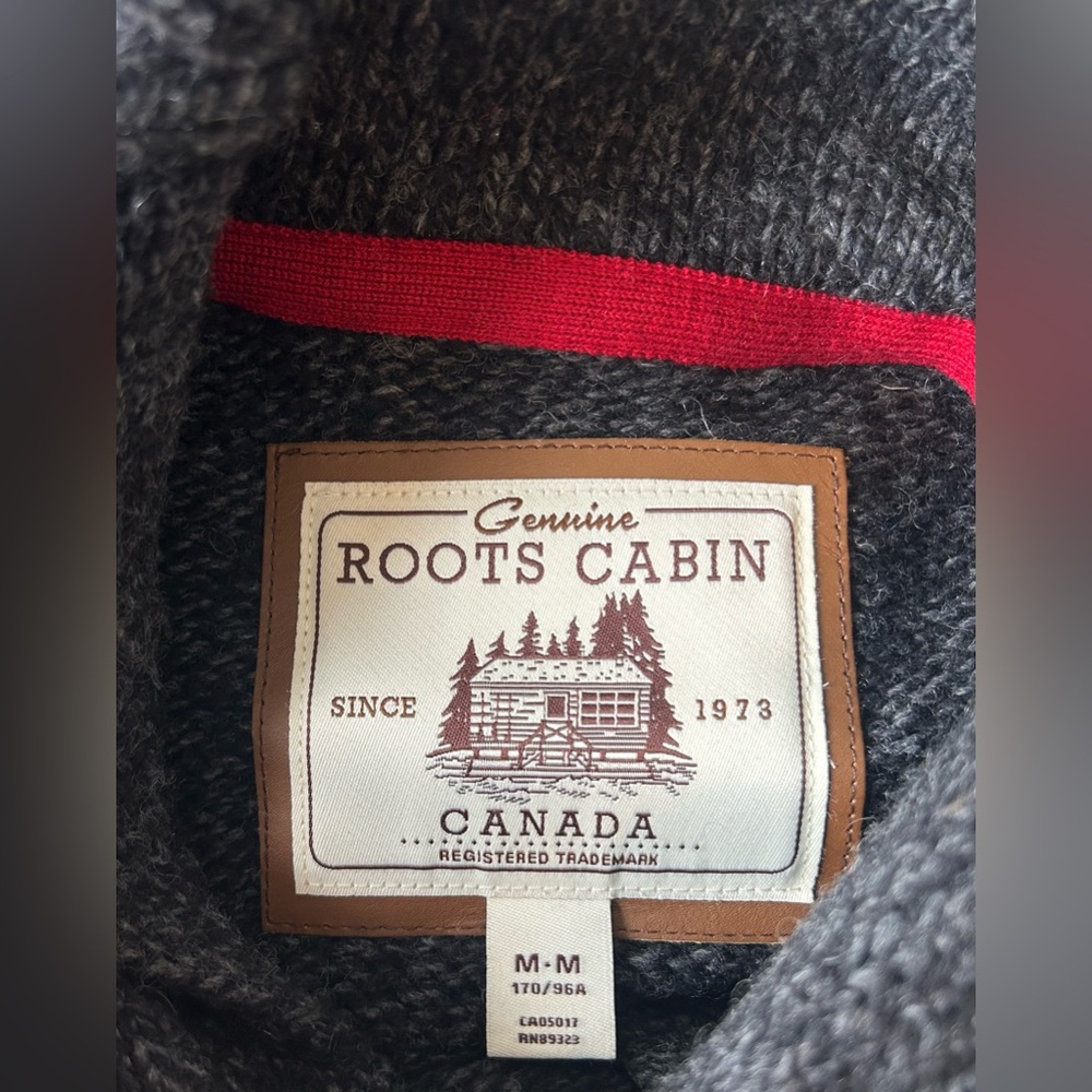 Roots Cabin Canada Men’s Sweater Shawl Collar Wool Blend Sz M Elbow Patches EUC - Picture 8 of 10
